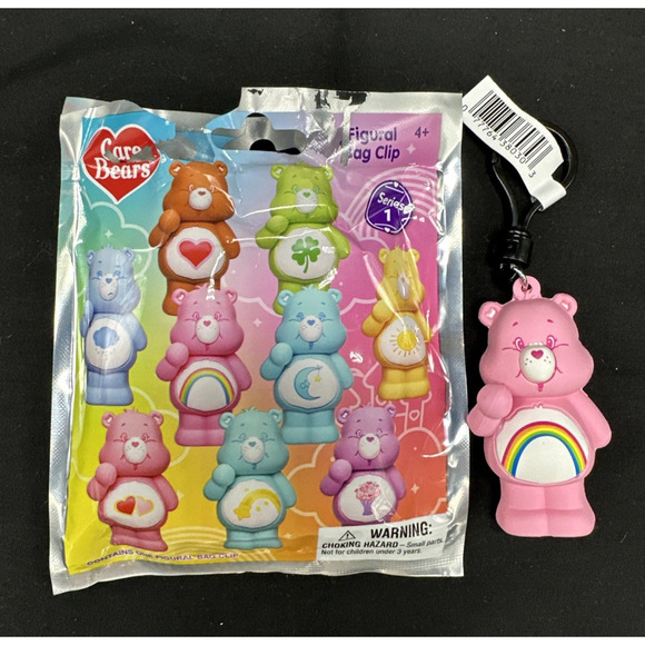 Cheer Bear Monogram Pink Rainbow Figural 3D Bag Clip Blind Bag Open - Picture 1 of 4